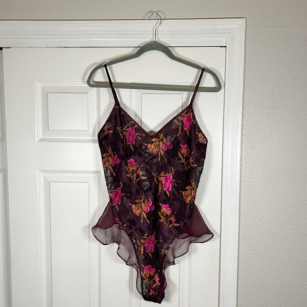 Vintage Victorias Secret Gold Label Satin Second Skin Teddy Lace Romper Bodysuit